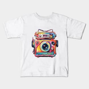Retro multi-color Camera Kids T-Shirt